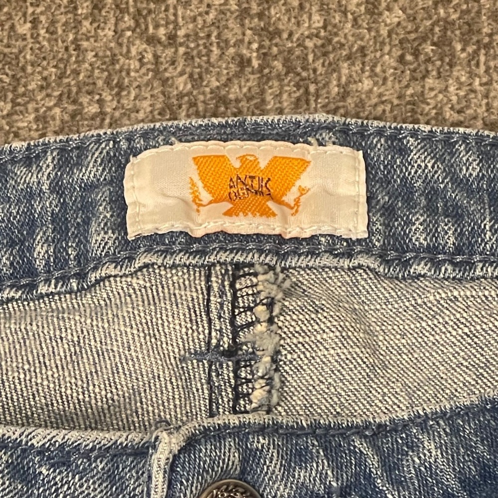 VTG Y2K Antik Denim Jeans Women's 31 Light‎ Wash Flare Leg Embellished Pockets - Picture 3 of 11